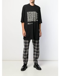 schwarzes und weißes bedrucktes T-Shirt mit einem Rundhalsausschnitt von Rick Owens DRKSHDW