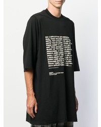 schwarzes und weißes bedrucktes T-Shirt mit einem Rundhalsausschnitt von Rick Owens DRKSHDW