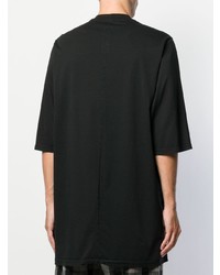 schwarzes und weißes bedrucktes T-Shirt mit einem Rundhalsausschnitt von Rick Owens DRKSHDW