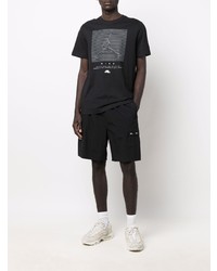schwarzes und weißes bedrucktes T-Shirt mit einem Rundhalsausschnitt von Jordan