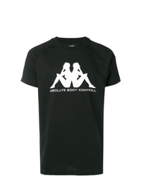 schwarzes und weißes bedrucktes T-Shirt mit einem Rundhalsausschnitt von Kappa Kontroll