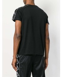 schwarzes und weißes bedrucktes T-Shirt mit einem Rundhalsausschnitt von Marcelo Burlon County of Milan