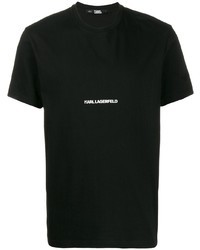 schwarzes und weißes bedrucktes T-Shirt mit einem Rundhalsausschnitt von Karl Lagerfeld