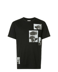 schwarzes und weißes bedrucktes T-Shirt mit einem Rundhalsausschnitt von Kent & Curwen
