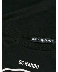 schwarzes und weißes bedrucktes T-Shirt mit einem Rundhalsausschnitt von Dolce & Gabbana