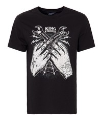 schwarzes und weißes bedrucktes T-Shirt mit einem Rundhalsausschnitt von KINGKEROSIN