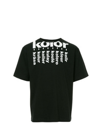 schwarzes und weißes bedrucktes T-Shirt mit einem Rundhalsausschnitt von Kolor