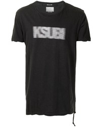 schwarzes und weißes bedrucktes T-Shirt mit einem Rundhalsausschnitt von Ksubi