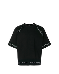 schwarzes und weißes bedrucktes T-Shirt mit einem Rundhalsausschnitt von Ktz