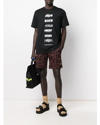 schwarzes und weißes bedrucktes T-Shirt mit einem Rundhalsausschnitt von MSGM