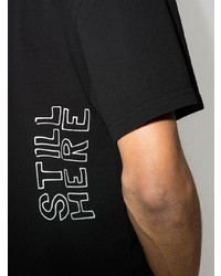 schwarzes und weißes bedrucktes T-Shirt mit einem Rundhalsausschnitt von Ksubi