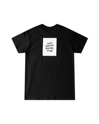 schwarzes und weißes bedrucktes T-Shirt mit einem Rundhalsausschnitt von Anti Social Social Club