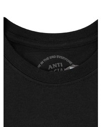 schwarzes und weißes bedrucktes T-Shirt mit einem Rundhalsausschnitt von Anti Social Social Club