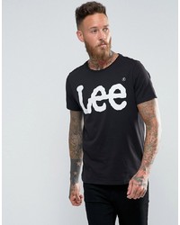 schwarzes und weißes bedrucktes T-Shirt mit einem Rundhalsausschnitt von Lee