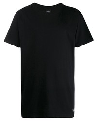 schwarzes und weißes bedrucktes T-Shirt mit einem Rundhalsausschnitt von Les (Art)ists