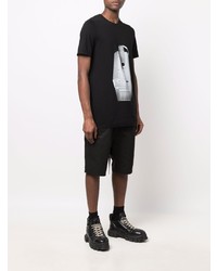 schwarzes und weißes bedrucktes T-Shirt mit einem Rundhalsausschnitt von Rick Owens DRKSHDW