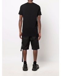 schwarzes und weißes bedrucktes T-Shirt mit einem Rundhalsausschnitt von Rick Owens DRKSHDW