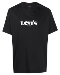 schwarzes und weißes bedrucktes T-Shirt mit einem Rundhalsausschnitt von Levi's