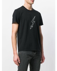 schwarzes und weißes bedrucktes T-Shirt mit einem Rundhalsausschnitt von Givenchy