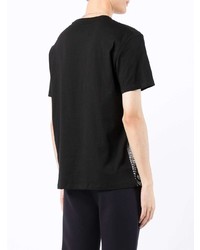 schwarzes und weißes bedrucktes T-Shirt mit einem Rundhalsausschnitt von Armani Exchange