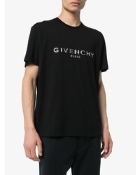 schwarzes und weißes bedrucktes T-Shirt mit einem Rundhalsausschnitt von Givenchy