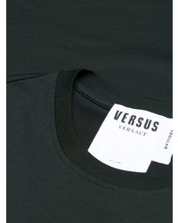 schwarzes und weißes bedrucktes T-Shirt mit einem Rundhalsausschnitt von Versus