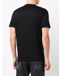 schwarzes und weißes bedrucktes T-Shirt mit einem Rundhalsausschnitt von DSQUARED2