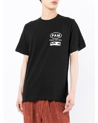 schwarzes und weißes bedrucktes T-Shirt mit einem Rundhalsausschnitt von Perks And Mini