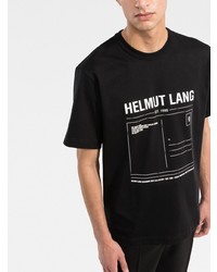 schwarzes und weißes bedrucktes T-Shirt mit einem Rundhalsausschnitt von Helmut Lang