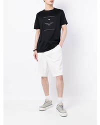 schwarzes und weißes bedrucktes T-Shirt mit einem Rundhalsausschnitt von Emporio Armani