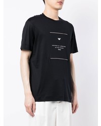 schwarzes und weißes bedrucktes T-Shirt mit einem Rundhalsausschnitt von Emporio Armani