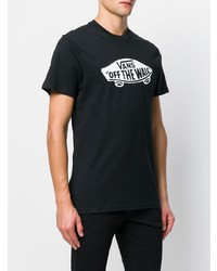 schwarzes und weißes bedrucktes T-Shirt mit einem Rundhalsausschnitt von Vans