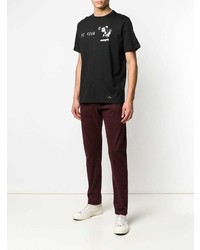 schwarzes und weißes bedrucktes T-Shirt mit einem Rundhalsausschnitt von Ps By Paul Smith