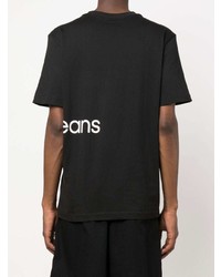 schwarzes und weißes bedrucktes T-Shirt mit einem Rundhalsausschnitt von Calvin Klein Jeans