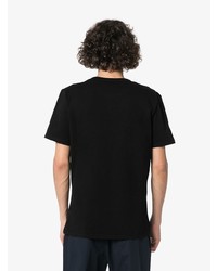 schwarzes und weißes bedrucktes T-Shirt mit einem Rundhalsausschnitt von MAISON KITSUNÉ