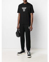 schwarzes und weißes bedrucktes T-Shirt mit einem Rundhalsausschnitt von Emporio Armani