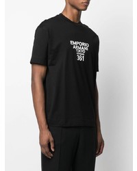 schwarzes und weißes bedrucktes T-Shirt mit einem Rundhalsausschnitt von Emporio Armani