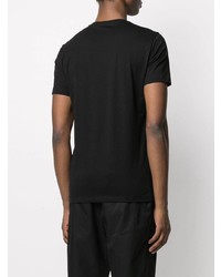 schwarzes und weißes bedrucktes T-Shirt mit einem Rundhalsausschnitt von Emporio Armani