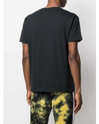 schwarzes und weißes bedrucktes T-Shirt mit einem Rundhalsausschnitt von Stone Island