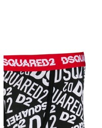 schwarzes und weißes bedrucktes T-Shirt mit einem Rundhalsausschnitt von DSQUARED2