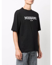 schwarzes und weißes bedrucktes T-Shirt mit einem Rundhalsausschnitt von Missoni