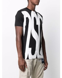 schwarzes und weißes bedrucktes T-Shirt mit einem Rundhalsausschnitt von DSQUARED2