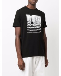 schwarzes und weißes bedrucktes T-Shirt mit einem Rundhalsausschnitt von Karl Lagerfeld