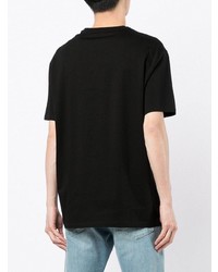 schwarzes und weißes bedrucktes T-Shirt mit einem Rundhalsausschnitt von Armani Exchange