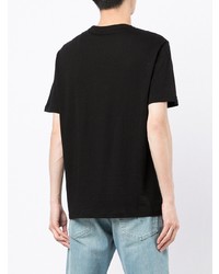 schwarzes und weißes bedrucktes T-Shirt mit einem Rundhalsausschnitt von Armani Exchange