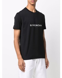 schwarzes und weißes bedrucktes T-Shirt mit einem Rundhalsausschnitt von Givenchy