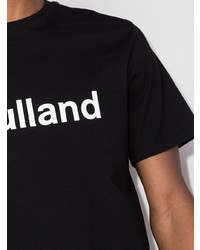 schwarzes und weißes bedrucktes T-Shirt mit einem Rundhalsausschnitt von Soulland