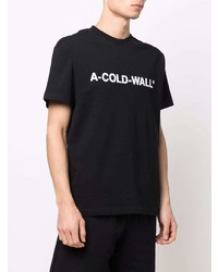 schwarzes und weißes bedrucktes T-Shirt mit einem Rundhalsausschnitt von A-Cold-Wall*