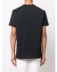 schwarzes und weißes bedrucktes T-Shirt mit einem Rundhalsausschnitt von Alexander McQueen