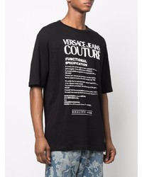 schwarzes und weißes bedrucktes T-Shirt mit einem Rundhalsausschnitt von VERSACE JEANS COUTURE